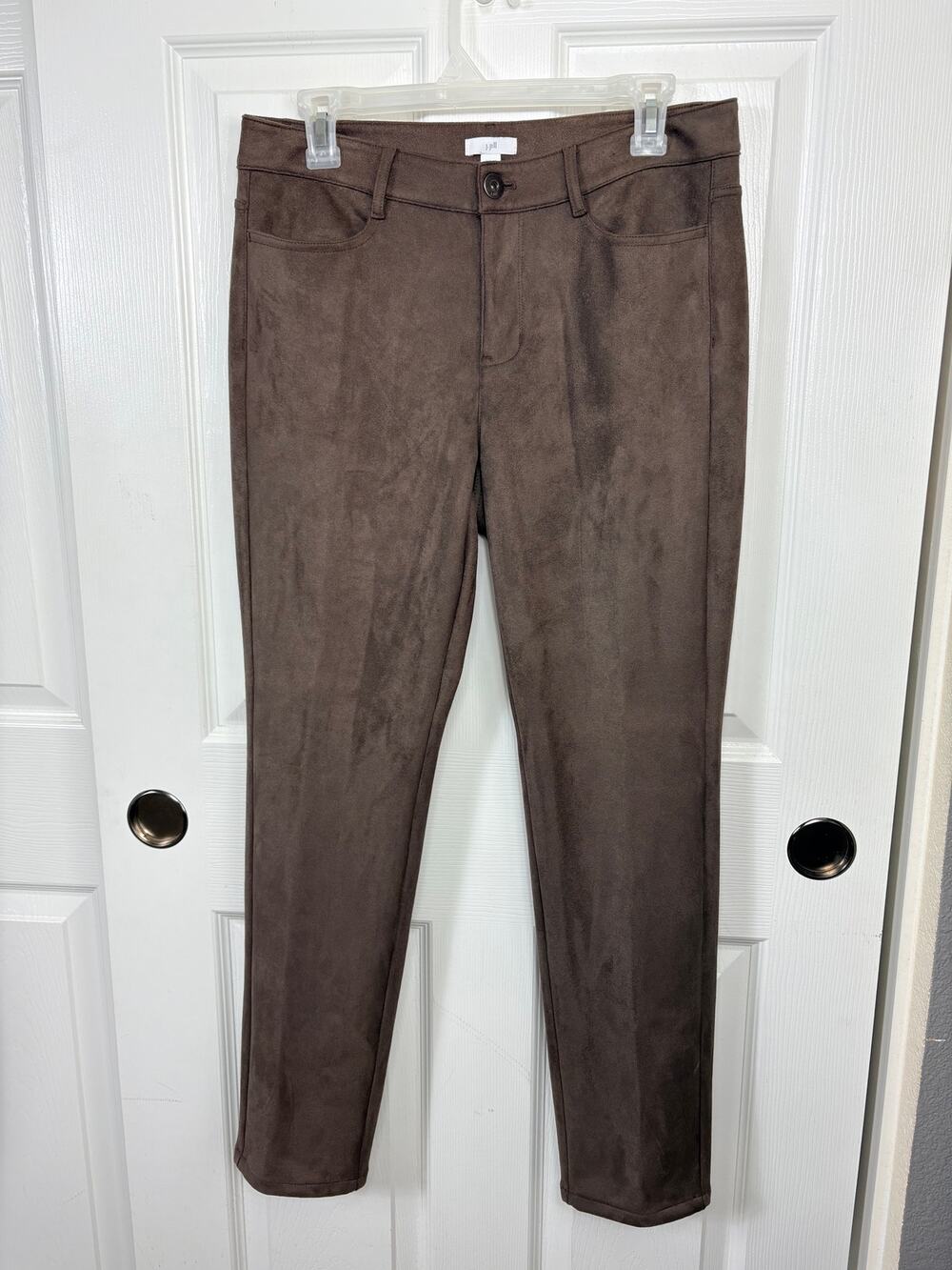 J. Jill Faux Suede Pants Brown Straight Leg Taupe Size 8